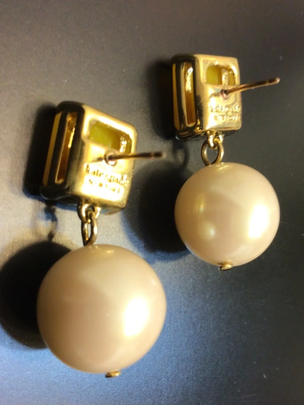 Kate Spade New York Dangle Drop Crystal/Glass Pearl Earrings 14k Gold Filled